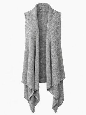 Olive + Oak Black White Marled Open Front Cardigan Vest L